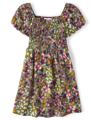 Girls Floral Smocked Dress