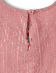 Girls Metallic Keyhole Top