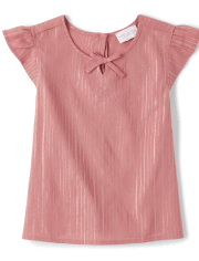 Girls Metallic Keyhole Top