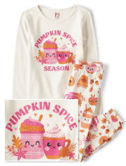 Girls Pumpkin Spice Season Snug Fit Cotton Pajamas