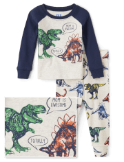 Pijamas de algodón ajustados Dino para bebés y niños pequeños