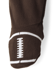 Pijamas de una pieza con patas de forro polar de fútbol familiar a juego para bebés y niños pequeños