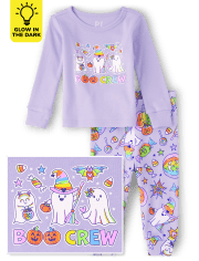 Baby And Toddler Girls Glow Boo Crew Snug Fit Cotton Pajamas