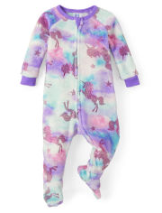 Pijamas de una pieza de polar con diseño de unicornio metalizado para bebés y niñas pequeñas