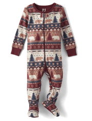 Baby And Toddler Matching Family Bear Fairisle Snug Fit Cotton Footed One Piece Pajamas