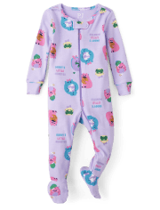 Baby And Toddler Girls Monster Snug Fit Cotton One Piece Pajamas