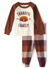 Unisex Baby And Toddler Matching Family Thankful For My Family Snug Fit Cotton Pajamas