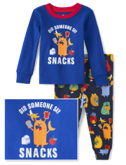 Baby And Toddler Boys Snack Monster Snug Fit Cotton Pajamas