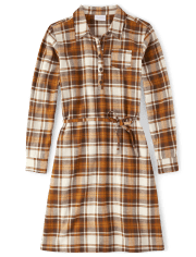Womens Matching Family Plaid Flannel Shirt Dress