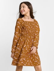 Girls Mommy And Me Floral Smocked Dress
