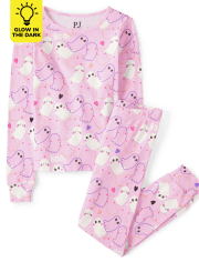 Girls Glow Ghost Snug Fit Cotton Pajamas
