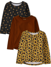 Girls Sunflower Tee Shirt 3-Pack