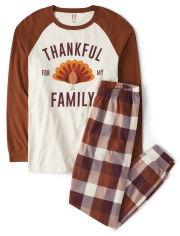 Unisex Adult Matching Family Thankful For My Family Cotton Pajamas