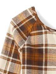 Womens Matching Family Plaid Flannel Peplum Top