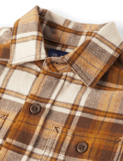 Boys Matching Family Plaid Flannel Button Up Shirt