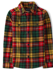 Camisa con botones de franela a cuadros para niños