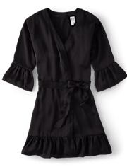 Bata de satén con volantes para mujer