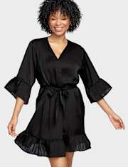Bata de satén con volantes para mujer