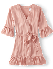 Bata de satén con volantes para mujer