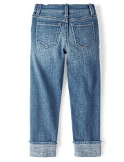 Girls Roll-Cuff Straight Jeans