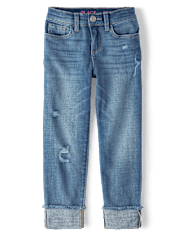Girls Roll-Cuff Straight Jeans