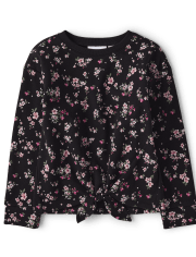 Girls Print Fleece Tie-Front Sweatshirt