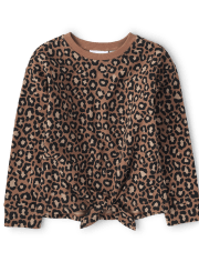 Niñitas Sudadera de polar con estampado y lazo al frente
