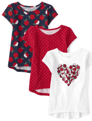Lot de 3 t-shirts superposés basiques à imprimé pour fille