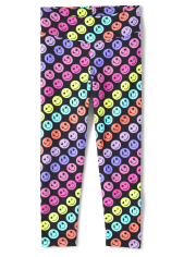 Girls Rainbow Happy Face High Rise Leggings