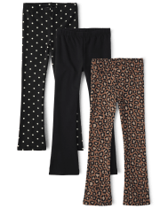Girls Leopard Flare Leggings 3-Pack