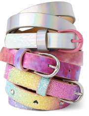 Girls Rainbow Glitter Belt 3-Pack