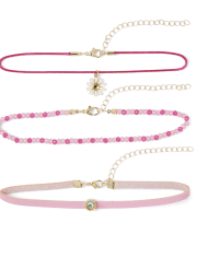 Girls Flower Choker Necklace 3-Pack