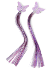 Girls Glitter Butterfly Hair Extension Hair Clip 2-Pack
