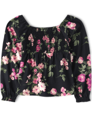 Girls Print Smocked Top