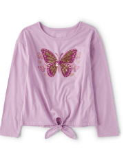 Top de niñas con lazo de mariposa en la parte delantera