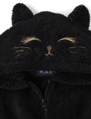 Girls Mommy And Me Cat Sherpa Zip-Up Hoodie