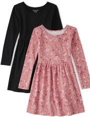 Vestido diario floral para niñas, paquete de 2