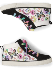 Girls Doodle Canvas High Top Sneakers