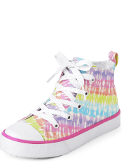 Girls Rainbow Tie Dye Hi Top Sneakers
