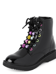 Girls Beaded Lace-Up Boots