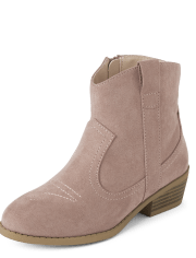 Girls Faux Suede Cowgirl Booties