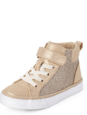 Toddler Girls Glitter Faux Leather Hi Top Sneakers | The Children's ...