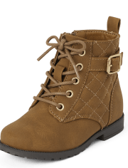 Toddler Girls Quilted Lace Up Boots