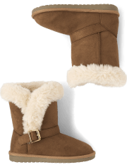Girls Buckle Faux Fur Chalet Boots
