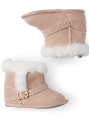 Baby Girls Buckle Faux Suede Chalet Boots