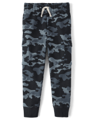 Boys Camo Fleece Cargo Jogger Pants