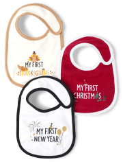 Baby My First Holiday Bib 3-Piece Set
