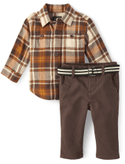 Baby Boys Matching Family Plaid 2-Piece Outfit Set