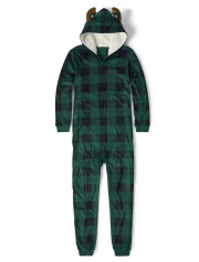 Mens Cuddl Duds Jammies For Families Beary Cool Green Buffalo Check Pajamas  2XLT