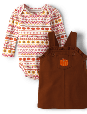 Baby Girls Pumpkin 2-Piece Playwear Set